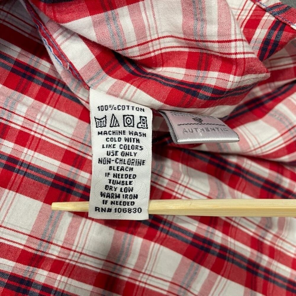 Rocawear Men's Shirt 2XL Red White Plaid Short Sleeve Button Up Checkered Camp - Picture 13 of 14